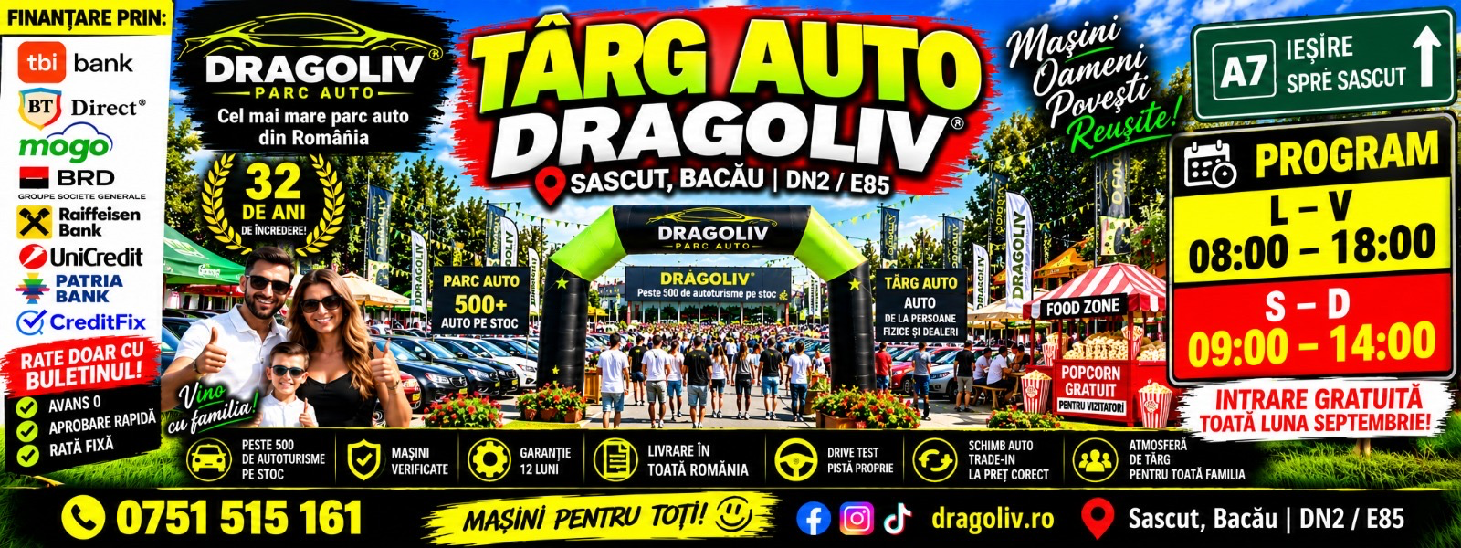 Târg Auto Dragoliv Sascut: program, finanțare și contact